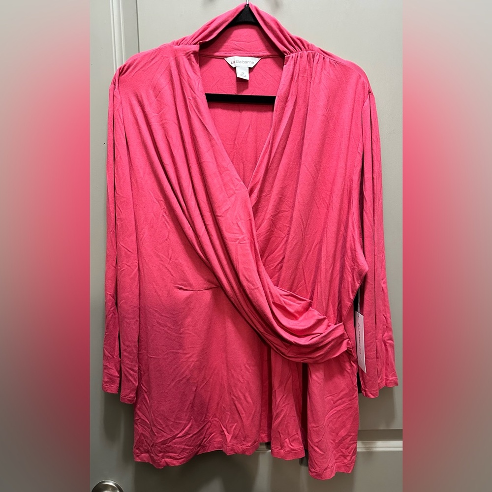 Liz Claiborne Size 2X Faux Wrap Top NWT
